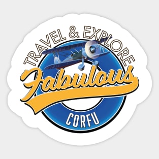 travel explore fabulous Corfu logo Sticker